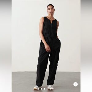 Athleta Black Zip Up Women's Jumpsuit
